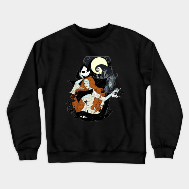 Gothic Love: Jack and Sally Crewneck Sweatshirt by Drea D. Illustrations